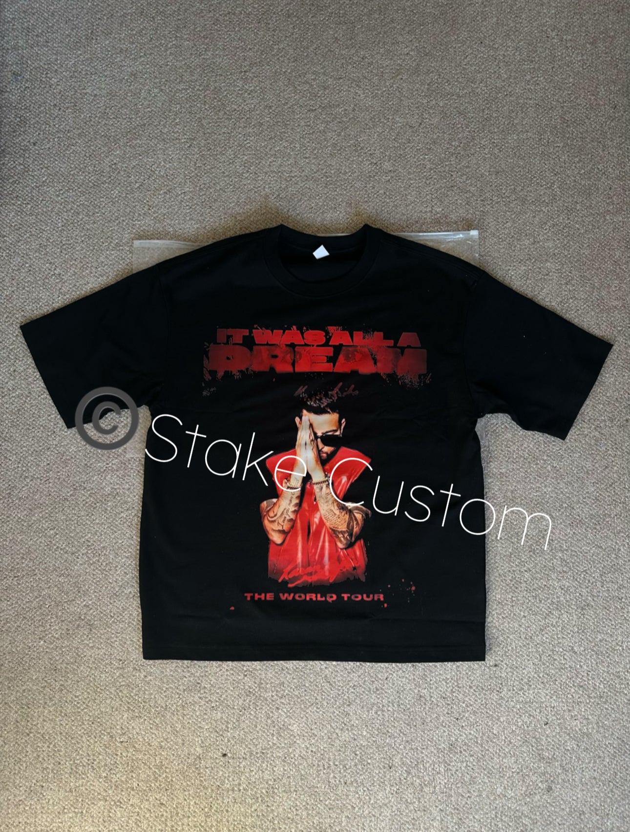 Red color New Style Karan aujla T shirts 2024 Cotton 300 Gsm