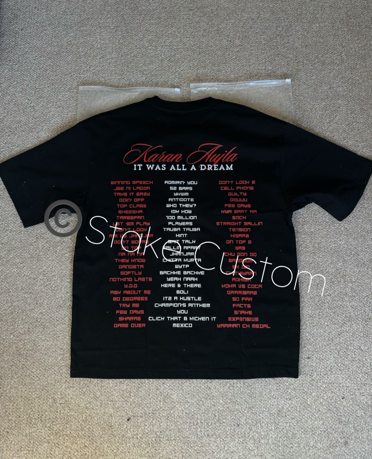 Red color New Style Karan aujla T shirts 2024 Cotton 300 Gsm