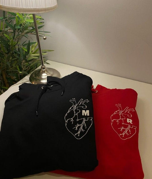 Heart centre intials hoodies